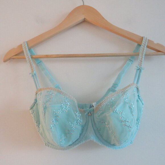 MARIE JO L'AVENTURE Eloise Plunge Floral Lace Bra in Sea Clearwater Green 32E - Picture 2 of 14